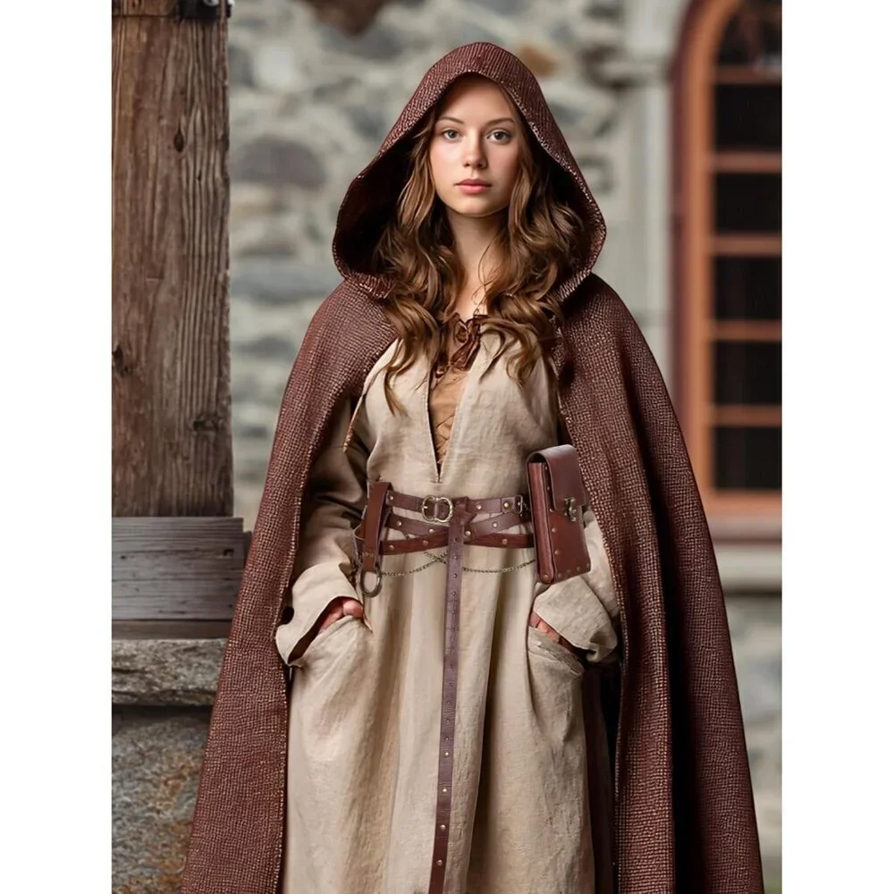 Medieval Belt Accessories Faux Leather 3pc Set Adjustable Chain Fitting Costume